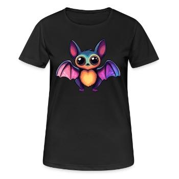 Bunte Fledermaus mit großen Augen - Frauen T-Shirt atmungsaktiv - Schwarz - Vorne - AI Model Female 172 light (172cm)