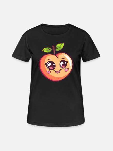 Herziger Pfirsich - Frauen T-Shirt atmungsaktiv - Schwarz