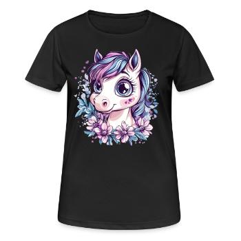 Bangs with flowers - Women's Breathable T-Shirt - black - Front - AI Model Female 172 light (172cm)