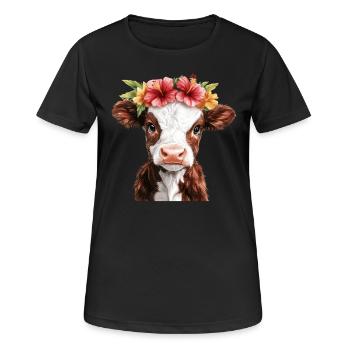 Flower calf with crown - Women's Breathable T-Shirt - black - Front - AI Model Female 172 light (172cm)