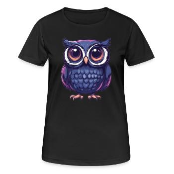 Hibou mignon aux yeux écarquillés - T-shirt respirant Femme - noir - Devant - AI Model Female 172 light (172cm)