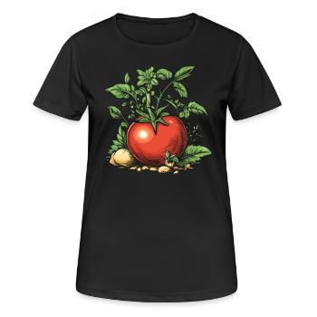 Tomate avec des détails de la nature - T-shirt respirant Femme - noir - Devant - AI Model Female 172 light (172cm)