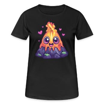 Vulkan mit Herzchen - Frauen T-Shirt atmungsaktiv - Schwarz - Vorne - AI Model Female 172 light (172cm)