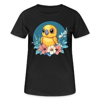 Parrot with Flower Circle - Women's Breathable T-Shirt - black - Front - AI Model Female 172 light (172cm)
