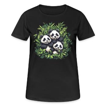 Three pandas in bamboo - Women's Breathable T-Shirt - black - Front - AI Model Female 172 light (172cm)