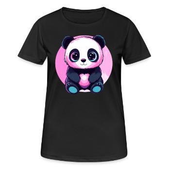 Panda Herz Rosa - Frauen T-Shirt atmungsaktiv - Schwarz - Vorne - AI Model Female 172 light (172cm)