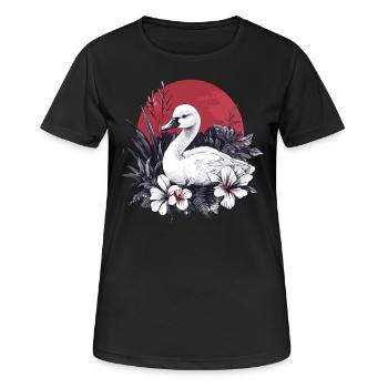 Cygne avec des fleurs - T-shirt respirant Femme - noir - Devant - AI Model Female 172 light (172cm)