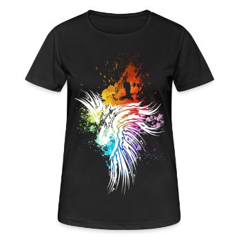Raven rainbow blobs white - Women's Breathable T-Shirt - black - Front - AI Model Female 172 light (172cm)