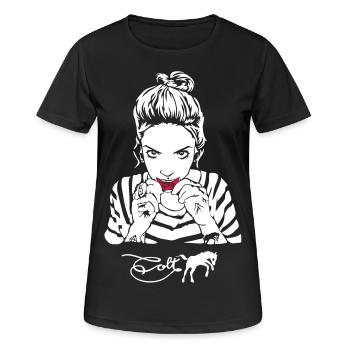Lèvres Colt de tatouage - T-shirt respirant Femme - noir - Devant - AI Model Female 172 light (172cm)