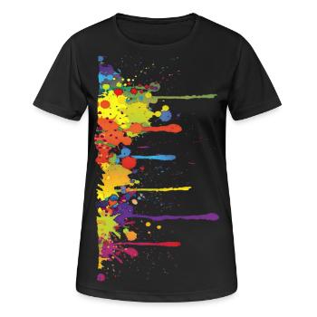 Blob Peinture / Peinture Splat - T-shirt respirant Femme - noir - Devant - AI Model Female 172 light (172cm)