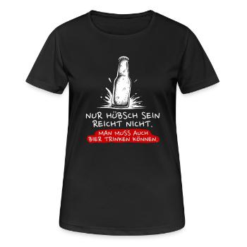Nur hübsch sein reicht nicht. - Frauen T-Shirt atmungsaktiv - Schwarz - Vorne - AI Model Female 172 light (172cm)