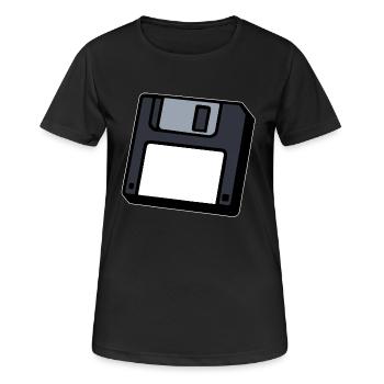 Diskette Retro Symbol Computer - Frauen T-Shirt atmungsaktiv - Schwarz - Vorne - AI Model Female 172 light (172cm)