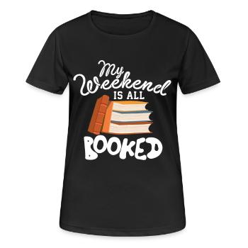 Wochenende verBUCHt Bücherwurm - Frauen T-Shirt atmungsaktiv - Schwarz - Vorne - AI Model Female 172 light (172cm)