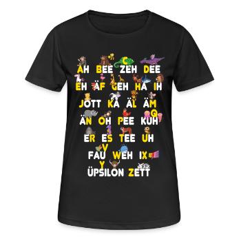ABC Tiere Dinge - Frauen T-Shirt atmungsaktiv - Schwarz - Vorne - AI Model Female 172 light (172cm)