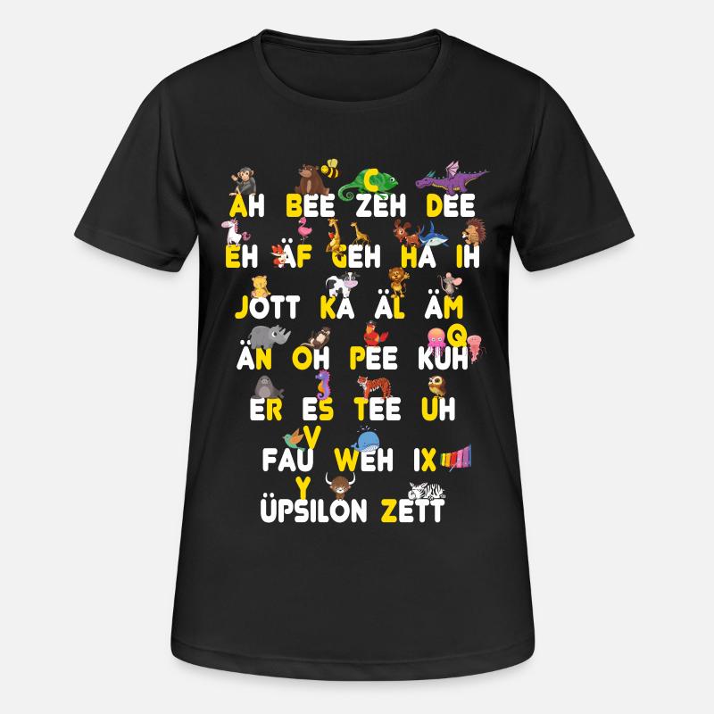 ABC Tiere Dinge - Frauen T-Shirt atmungsaktiv - Schwarz