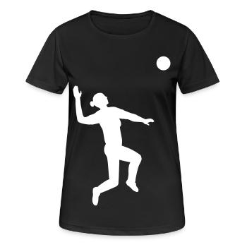 Dynamic serve in volleyball - Women's Breathable T-Shirt - black - Front - AI Model Female 172 light (172cm)