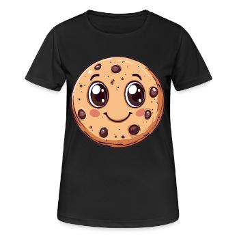 Biscuit aux yeux écarquillés - T-shirt respirant Femme - noir - Devant - AI Model Female 172 light (172cm)