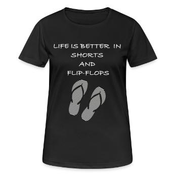 Life is better in shorts and flip flops - Women's Breathable T-Shirt - black - Front - AI Model Female 172 light (172cm)
