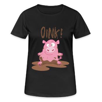 Kleinkinder u. Kinder lustiges Piggy T-Shirt - Frauen T-Shirt atmungsaktiv - Schwarz - Vorne - AI Model Female 172 light (172cm)