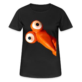 drôle d'oiseau orange avec de grands yeux - T-shirt respirant Femme - noir - Devant - AI Model Female 172 light (172cm)