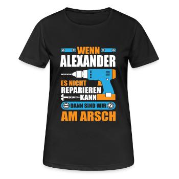 Alexander Name Geschenk Reparatur reparieren - Frauen T-Shirt atmungsaktiv - Schwarz - Vorne - AI Model Female 172 light (172cm)