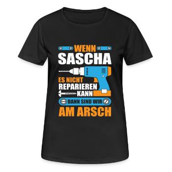 SASCHA Name Geschenk Reparatur reparieren - Frauen T-Shirt atmungsaktiv - Schwarz - Vorne - AI Model Female 172 light (172cm)