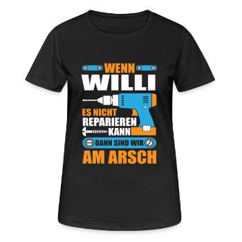 WILLI Name Geschenk Reparatur reparieren - Frauen T-Shirt atmungsaktiv - Schwarz - Vorne - AI Model Female 172 light (172cm)