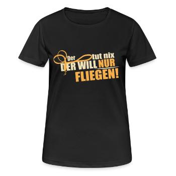 Der will nur fliegen - Frauen T-Shirt atmungsaktiv - Schwarz - Vorne - AI Model Female 172 light (172cm)