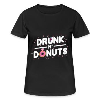 Funny JGA Bride Party T-Shirt - Drunk N Donuts - Women's Breathable T-Shirt - black - Front - AI Model Female 172 light (172cm)
