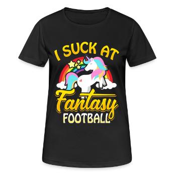 I Suck At Fantasy Football Einhorn Fussball Strafe - Frauen T-Shirt atmungsaktiv - Schwarz - Vorne - AI Model Female 172 light (172cm)