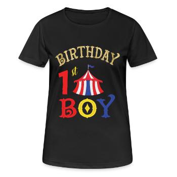 Erster Geburtstag - Frauen T-Shirt atmungsaktiv - Schwarz - Vorne - AI Model Female 172 light (172cm)