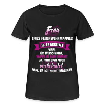 Feuerwehrmann - Frauen T-Shirt atmungsaktiv - Schwarz - Vorne - AI Model Female 172 light (172cm)