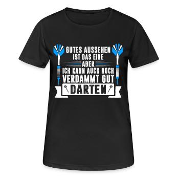 DART AUSSEHEN - Frauen T-Shirt atmungsaktiv - Schwarz - Vorne - AI Model Female 172 light (172cm)