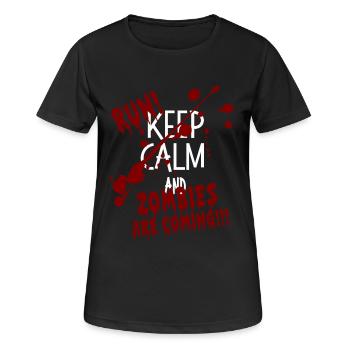 KEEP CALM AND Run! Zombies are Coming Halloween - Frauen T-Shirt atmungsaktiv - Schwarz - Vorne - AI Model Female 172 light (172cm)