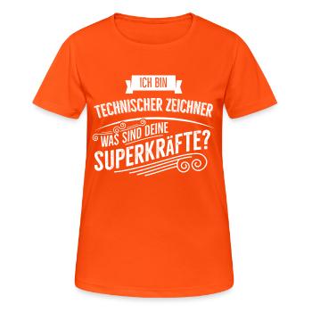 Technischer Zeichner - Frauen T-Shirt atmungsaktiv - Neonorange - Vorne - AI Model Female 172 dark (172cm)