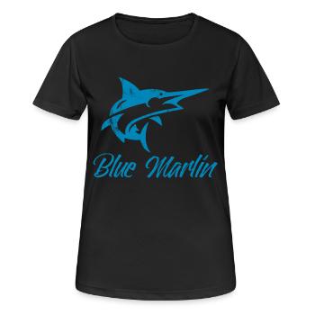 Angler - Angelsport - Blue Marlin - Geschenk - Frauen T-Shirt atmungsaktiv - Schwarz - Vorne - AI Model Female 172 light (172cm)