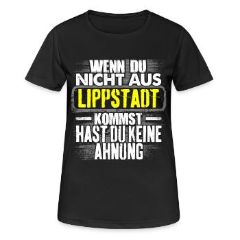 LIPPSTADT - Ahnung - Frauen T-Shirt atmungsaktiv - Schwarz - Vorne - AI Model Female 172 light (172cm)