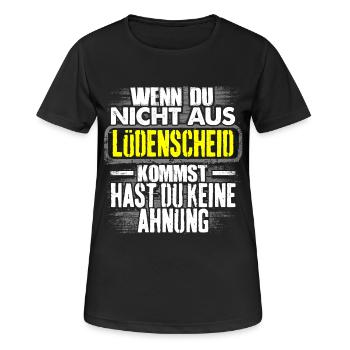 LÜDENSCHEID - Ahnung - Frauen T-Shirt atmungsaktiv - Schwarz - Vorne - AI Model Female 172 light (172cm)