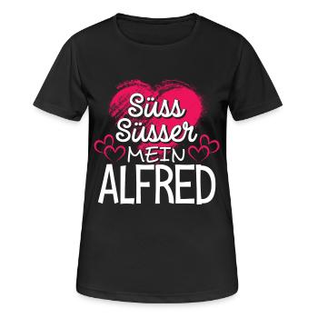 ALFRED - süss - Frauen T-Shirt atmungsaktiv - Schwarz - Vorne - AI Model Female 172 light (172cm)