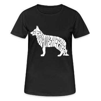 Schäferhund / Sheppard / Hund Logo / Polizeihund - Frauen T-Shirt atmungsaktiv - Schwarz - Vorne - AI Model Female 172 light (172cm)