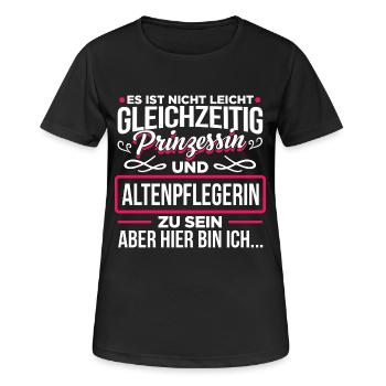 ALTENPFLEGERIN - Prinzessin - Frauen T-Shirt atmungsaktiv - Schwarz - Vorne - AI Model Female 172 light (172cm)