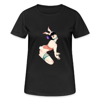 Häschen-Wiedergabe - Frauen T-Shirt atmungsaktiv - Schwarz - Vorne - AI Model Female 172 light (172cm)