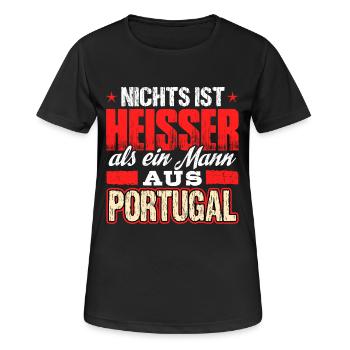 PORTUGAL - heiss - Frauen T-Shirt atmungsaktiv - Schwarz - Vorne - AI Model Female 172 light (172cm)
