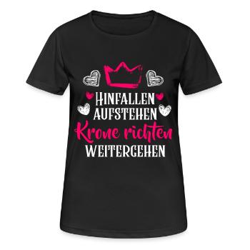 Hinfallen Aufstehen Krone richten weitergehen - Frauen T-Shirt atmungsaktiv - Schwarz - Vorne - AI Model Female 172 light (172cm)