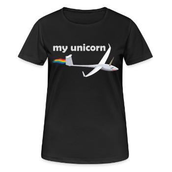 unicorn Segelflieger gleiten Geschenk Einhorn - Frauen T-Shirt atmungsaktiv - Schwarz - Vorne - AI Model Female 172 light (172cm)