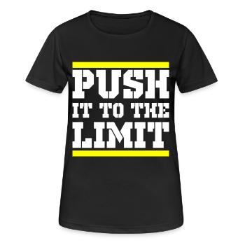 Push It To The Limit Training Fitness - Frauen T-Shirt atmungsaktiv - Schwarz - Vorne - AI Model Female 172 light (172cm)