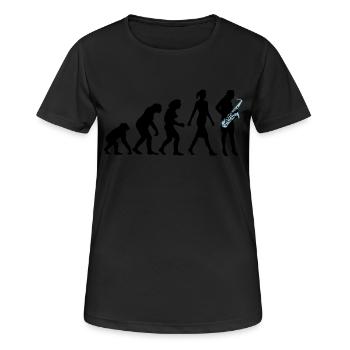 Evolution der Frau Saxophon Spielerin - Frauen T-Shirt atmungsaktiv - Schwarz - Vorne - AI Model Female 172 light (172cm)