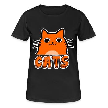 Süße Comic Katze - Frauen T-Shirt atmungsaktiv - Schwarz - Vorne - AI Model Female 172 light (172cm)