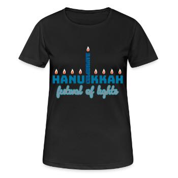 Hanukkah, Hanukkah, lights festival, gift, shirt - Women's Breathable T-Shirt - black - Front - AI Model Female 172 light (172cm)