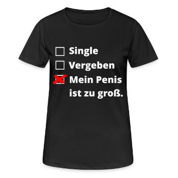 Penis zu groß - Frauen T-Shirt atmungsaktiv - Schwarz - Vorne - AI Model Female 172 light (172cm)